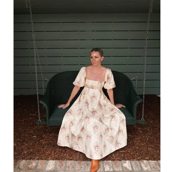 Hill House Matilda Maxi Dress Floral Puff Sleeve Size XL - Picture 12 of 13